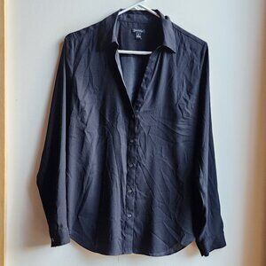 Ann Taylor Black Button Down Shirt Size Medium